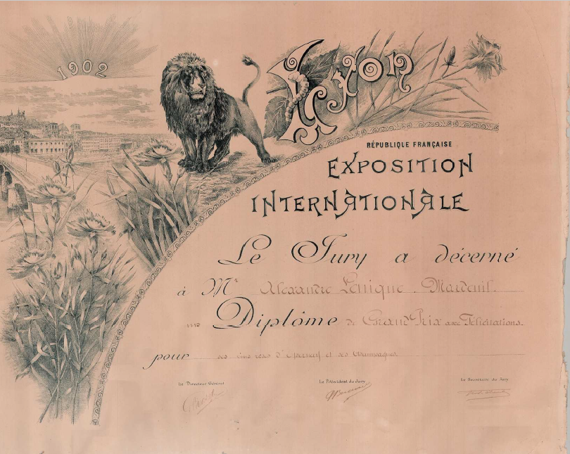 Diplôme Alexandre Lenique 1902